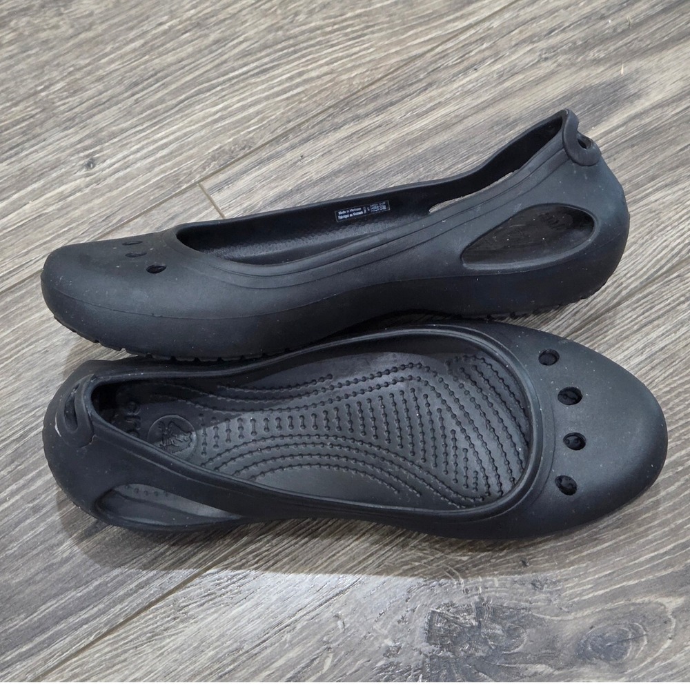 Crocs Kadee Ballet Flats Women's 10 Black Croslite Slip On Casual Comfort Shoes - Picture 4 of 8